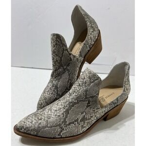 Chinese Laundry Fortune Faux Snakeskin Print Gray Silver Booties 40989 Women's 8